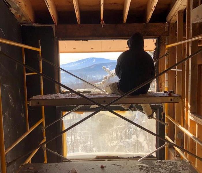 Crew Technician Taking Lunch looking out into the scenery