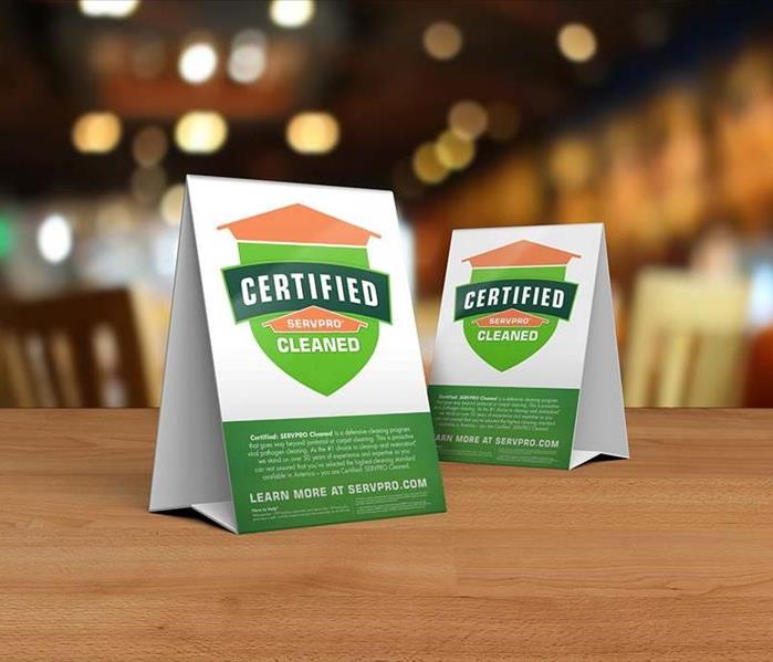 How clean is Clean? Image of Certified: SERVPRO Cleaned table toppers.